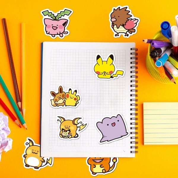  Hình dán Sticker tổng hợp Pokemon Chibi Mẫu A 50 cái ngẫu nhiên 