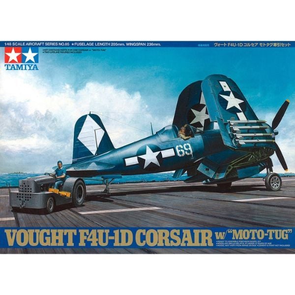  Mô hình máy bay Vought F4U-1D Corsair with Moto-Tug 1/48 - Tamiya 61085 