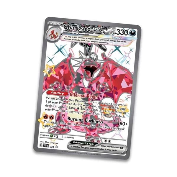 Thẻ bài PT109 Pokemon TCG Paldean Fates Tin Shiny Charizard ex hàng thật chính hãng chất lượng tốt mua làm quà tặng sinh nhật kỉ niệm khen thưởng dịp đặc biệt