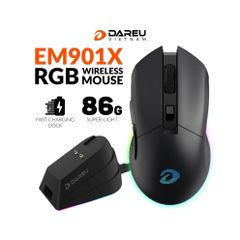 Chuột Gaming DareU EM901X RGB Superlight Wireless Black