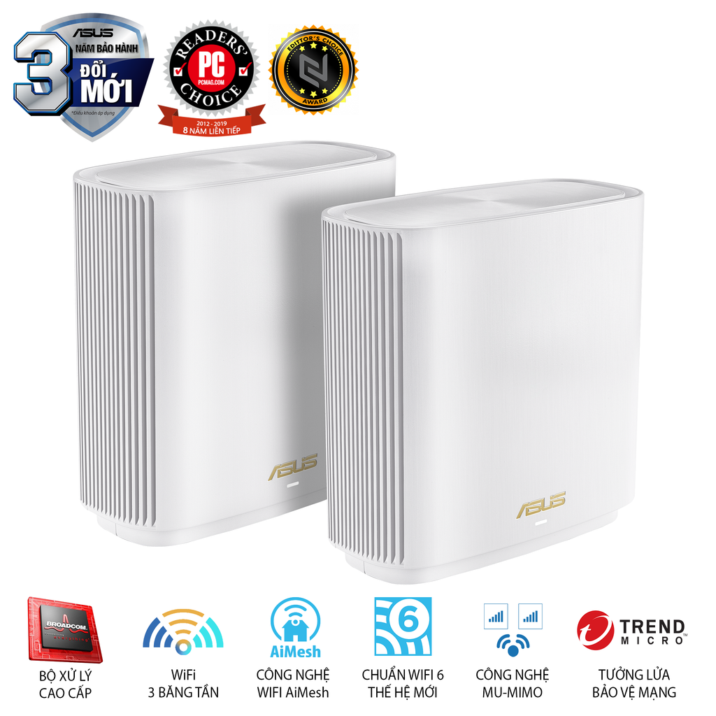 ASUS ZenWiFi XT8 (2PK) AX6600 WiFi 6 2 băng tần