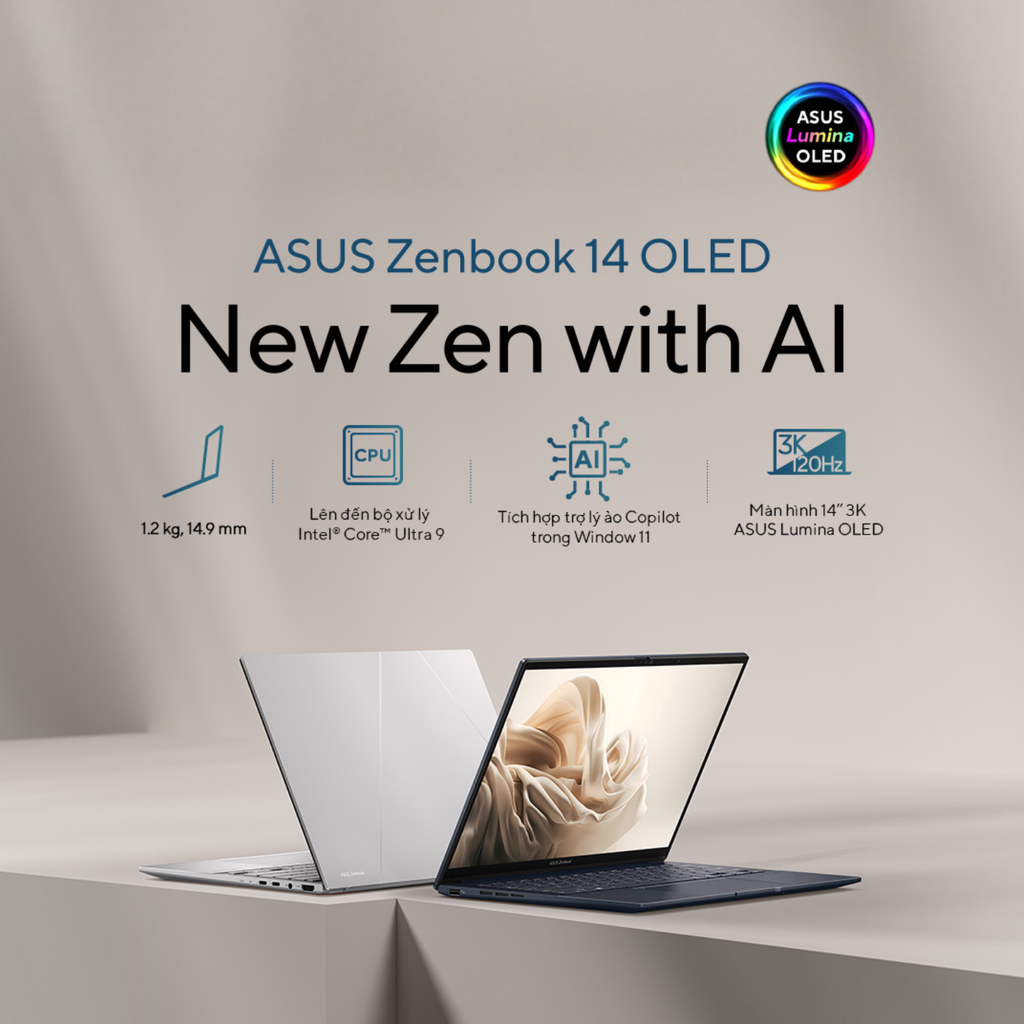 Laptop ASUS ZenBook 14 OLED UX3405MA-PP588W (Ultra 5 125H | 16GB | 512GB | Intel Arc Graphics | 14' WQXGA+ OLED | Win 11)