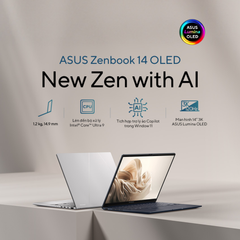 Laptop ASUS ZenBook 14 OLED UX3405MA-PP588W (Intel Core Ultra 5 125H | 16GB | 512GB | Intel Arc Graphics | 14' WQXGA+ OLED 100% DCI-P3 | Win 11)