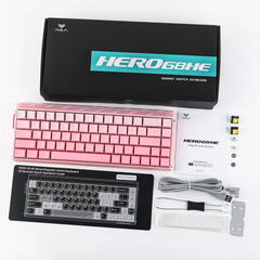 Bàn Phím Gaming AULA HERO 68 HE (Hồng gradient,  1 mode, 68 phím, Black King magnetic switch)