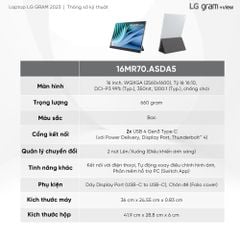 Màn hình di động LG Gram View 16MR70.ASDA5 16 inch 2K WQXGA (2560 x 1600) IPS