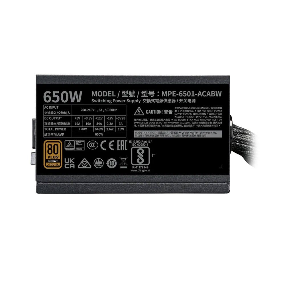 Nguồn máy tính Cooler master MWE BRONZE 650 V3 230V 650W
