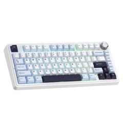 Bàn phím cơ không dây AULA F75 (Xanh + Trắng + Tím, 3 mode, 75 Phím, Hotswap, Ice Vein switch/ Reaper switch)