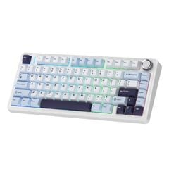 Bàn phím cơ không dây AULA F75 (Xanh + Trắng + Tím, 3 mode, 75 Phím, Hotswap, Ice Vein switch/ Reaper switch)