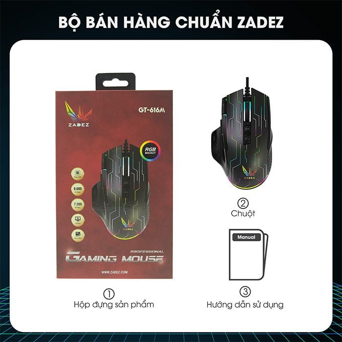 Chuột Gaming Zadez GT-616M RGB