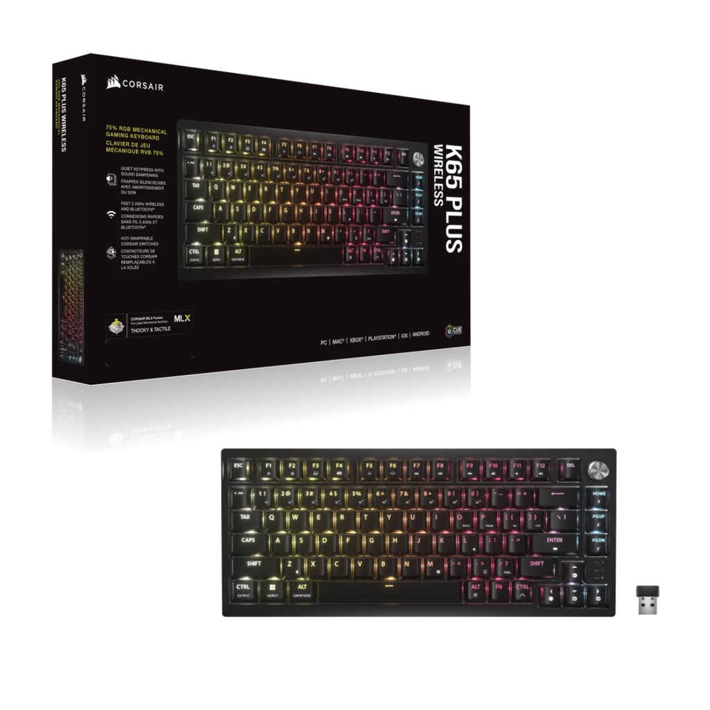 Bàn phím không dây Corsair K65 PLUS Tactile RGB (CH-91D441F-NA)