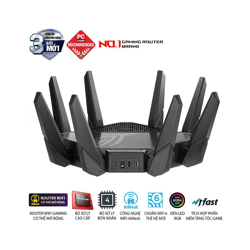 Router ASUS ROG Rapture GT-AX11000 Pro (Tri-Band WiFi 6 gaming router, 2.5G port, 10G port, AiMesh)