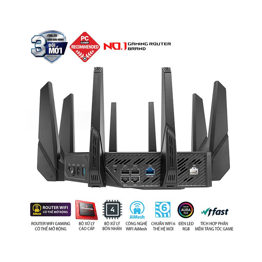 Router ASUS ROG Rapture GT-AX11000 Pro (Tri-Band WiFi 6 gaming router, 2.5G port, 10G port, AiMesh)
