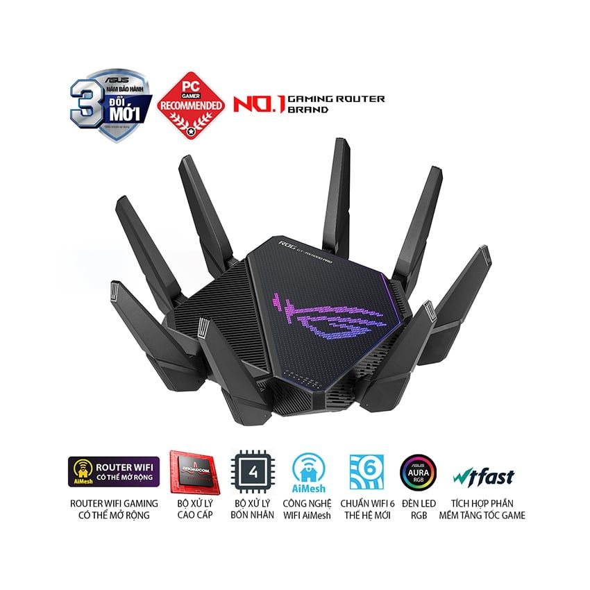 Router ASUS ROG Rapture GT-AX11000 Pro (Tri-Band WiFi 6 gaming router, 2.5G port, 10G port, AiMesh)