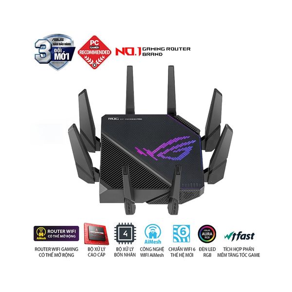 Router ASUS ROG Rapture GT-AX11000 Pro (Tri-Band WiFi 6 gaming router, 2.5G port, 10G port, AiMesh)