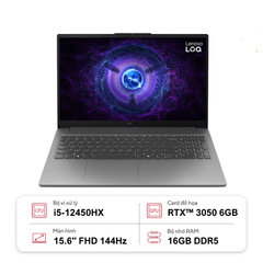 Laptop Lenovo LOQ Essential 15IAX9E 83LK0079VN (i5-12450HX | GeForce RTX™ 3050 6GB | 16GB | 512GB | 15.6" FHD 144Hz 100% sRGB | Win11)