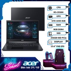 Laptop Acer Aspire 7 A715-41G-R8KQ (R5-3550H | 8GB | 256GB | VGA GTX 1650 4GB | 15.6