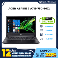 Laptop Acer Aspire 7 A715-75G-56ZL (i5-10300H | 8GB | 512GB | GeForce® GTX 1650 4GB | 15.6' FHD | Win 10)