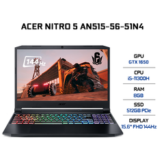 Laptop Acer Nitro 5 AN515-56-51N4 (i5-11300H | 8GB | 512GB | GeForce® GTX 1650 4GB | 15.6' FHD 144Hz | Win 10)