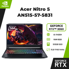 Laptop Acer Nitro 5 AN515-57-5831 (i5-11400H | 8GB | 512GB | GeForce RTX™ 3060 6GB | 15.6' FHD 144Hz | Win 10)