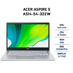 Laptop Acer Aspire 5 A514-54-32ZW (i3-1115G4 | 4GB | 256GB | Intel UHD Graphics | 14' FHD | Win 10)