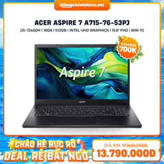 Laptop Acer Aspire 7 A715-76-53PJ (i5-12450H | 16GB | 512GB | Intel UHD Graphics  | 15.6' FHD | Win 11)