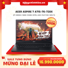 Laptop Acer Aspire 7 A715-76-728X (i7-12650H | 16GB | 512GB | Intel UHD Graphics  | 15.6' FHD | Win 11)