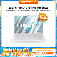 Laptop Acer Gaming Nitro Lite 16 NL16-71G-56WQ (i5-13420H | GeForce RTX™ 3050 6GB | 16GB | 512GB | 16' FHD+ IPS 165Hz | Win 11)