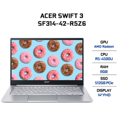 Laptop Acer Swift 3 SF314-42-R5Z6 (R5-4500U | 8GB | 512GB | AMD Radeon Graphics | 14' FHD | Win 10 + Office)