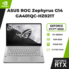Laptop ASUS ROG Zephyrus G14 GA401QC-HZ021T (R7-5800HS | 16GB | 512GB | GeForce RTX™ 3050 4GB | 14' FHD 144Hz | Win 10 | AniMe Matrix)