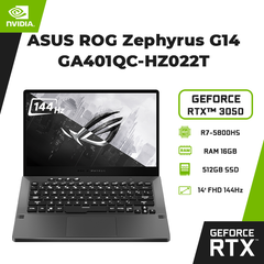 Laptop ASUS ROG Zephyrus G14 GA401QC-HZ022T (R7-5800HS | 16GB | 512GB | GeForce RTX™ 3050 4GB | 14' FHD 144Hz | Win 10 | AniMe Matrix)