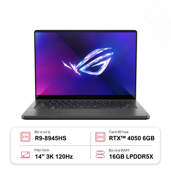 Laptop ASUS ROG Zephyrus G14 GA403UU-QS135W (R9-8945HS | GeForce RTX™ 4050 6GB | 16GB | 1TB | 14' 3K OLED 120Hz | Win 11)