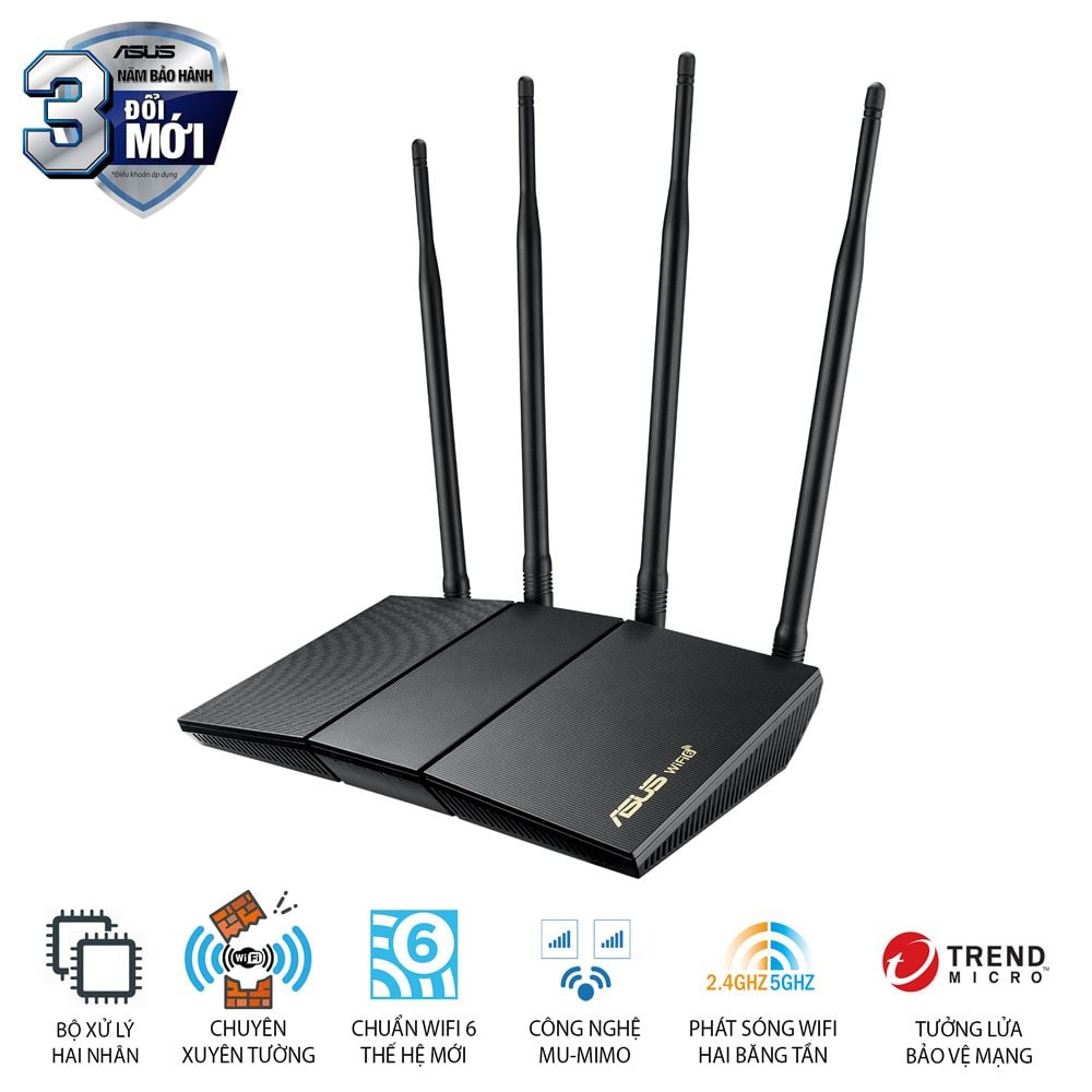 Router ASUS RT-AX1800HP V2 Wifi 6 MU-MIMO AX1800Mbps (Xuyên tường)