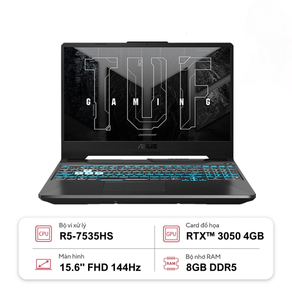 Laptop ASUS TUF Gaming A15 FA506NC-HN011W (R5-7535HS | GeForce RTX™ 3050 4GB | 8GB | 512GB |  15.6' FHD 144Hz | Win 11)