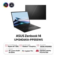 Laptop ASUS ZenBook 14 OLED UM3406KA-PP555WS (Ryzen AI 7 350 | 32GB | 512GB | AMD Radeon™ Graphics | 14' 3K OLED | Win 11)