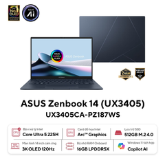 Laptop ASUS ZenBook 14 UX3405CA-PZ187WS (Ultra 5 225H | 16GB | 512GB | Intel Arc 130T | 14' 3K Touch OLED 120Hz | Win 11)