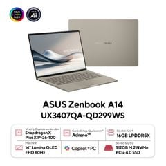 Laptop ASUS ZenBook A14 UX3407QA-QD299WS (Snapdragon X1 26 100 | 16GB | 512GB | Qualcomm Adreno | 14' WUXGA OLED | Win 11 + Office)