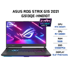 Laptop ASUS ROG Strix G15 G513QE-HN010T (R7-5800H | 16GB | 512GB | GeForce RTX™ 3050Ti 4GB | 15.6' FHD 144Hz | Win 10)