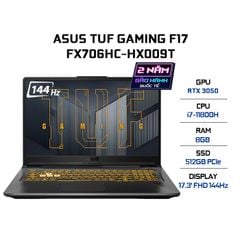 Laptop ASUS TUF Gaming F17 FX706HC-HX009T (i7-11800H | 8GB | 512GB | GeForce RTX™ 3050 4GB | 17.3' FHD 144Hz | Win 10)