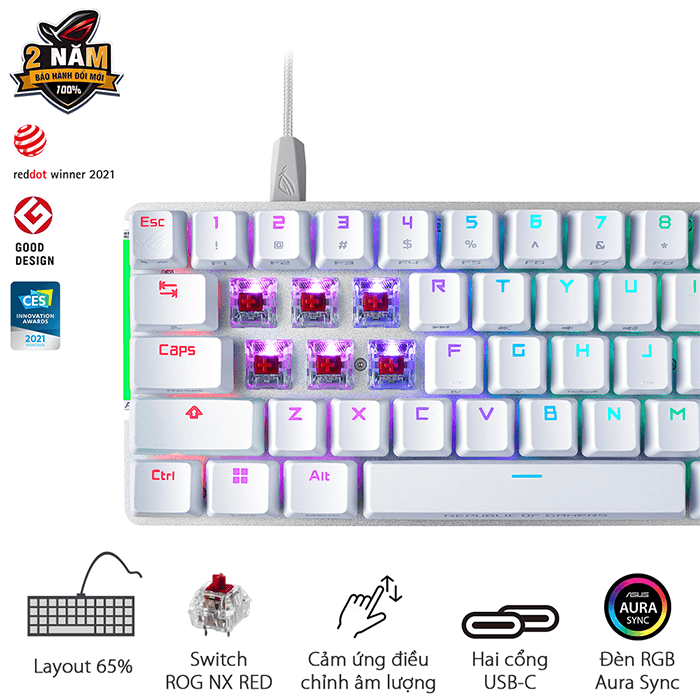 Bàn phím cơ Asus ROG Falchion Ace White