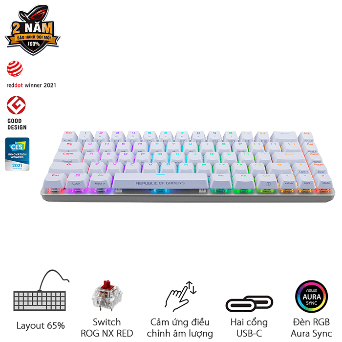 Bàn phím cơ Asus ROG Falchion Ace White