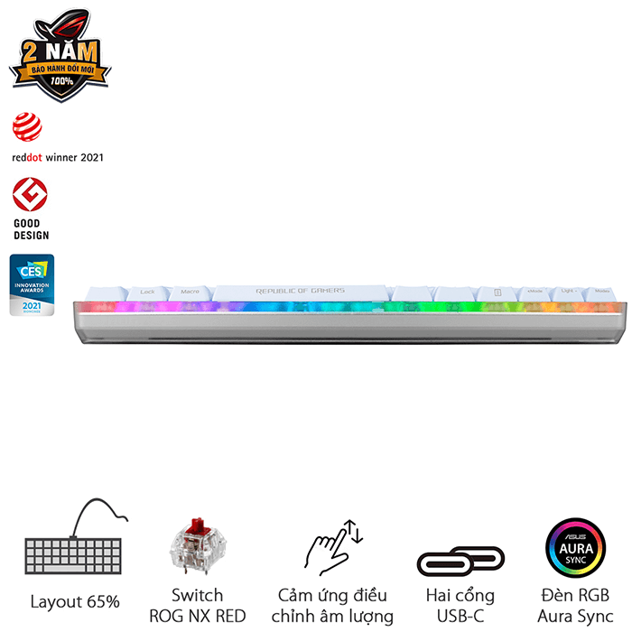 Bàn phím cơ Asus ROG Falchion Ace White