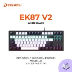 Bàn phím cơ Gaming DAREU EK87 v2 White Black (2 sides RGB strip, Multi-Led, PBT Double Shot OEM profile, DareU Dream Switch)