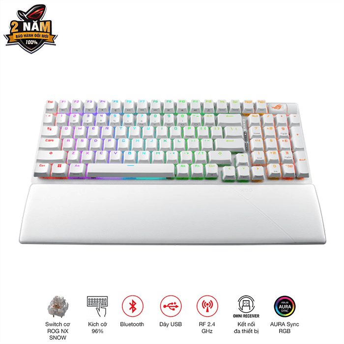 Bàn phím Gaming ASUS ROG Strix Scope II 96 Wireless White Snow