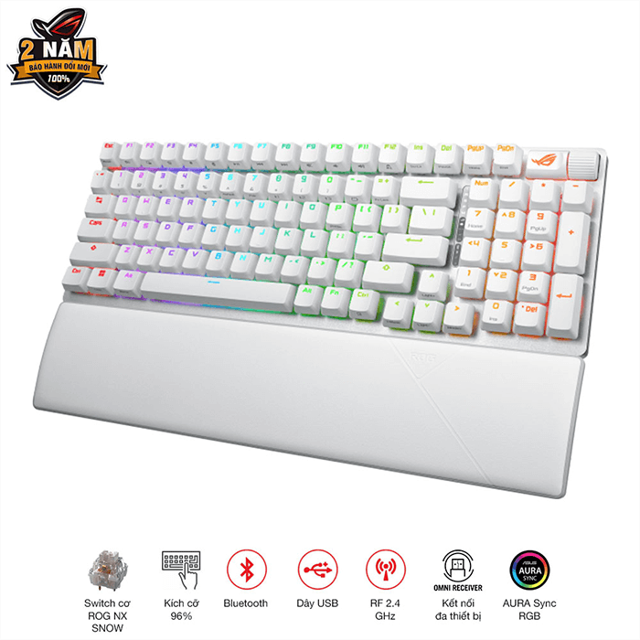Bàn phím Gaming ASUS ROG Strix Scope II 96 Wireless White Snow