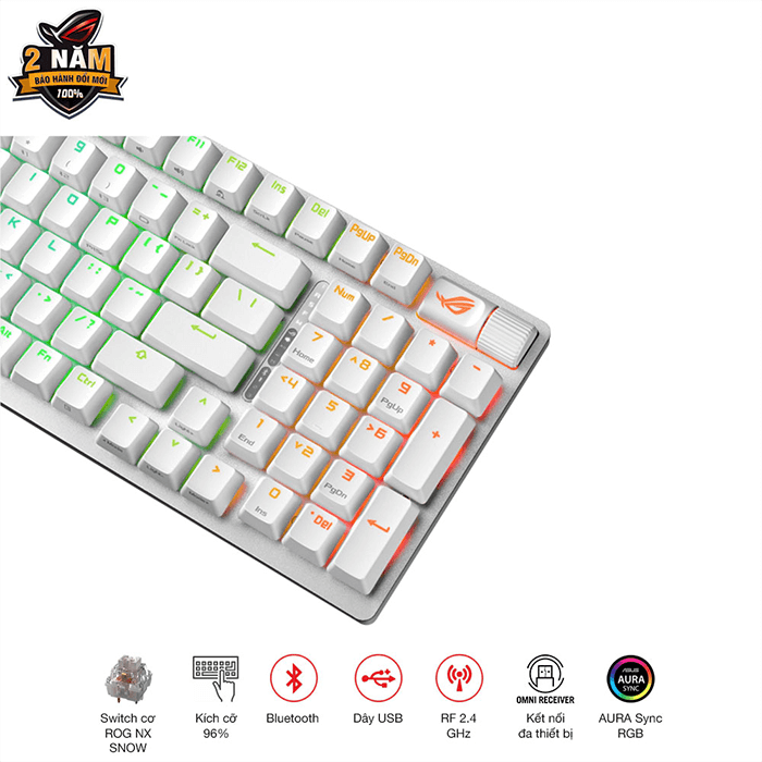 Bàn phím Gaming ASUS ROG Strix Scope II 96 Wireless White Snow