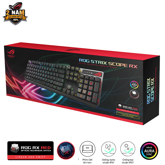 Bàn phím Gaming Cơ Quang Học ASUS ROG Strix Scope RX RED Switch