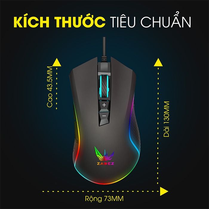 Chuột Gaming Zadez GT-615M RGB + Lót chuột Zadez MP-220V
