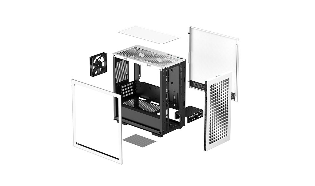 Vỏ Case Deepcool CH370 mATX - White (sẵn 1Fan black)
