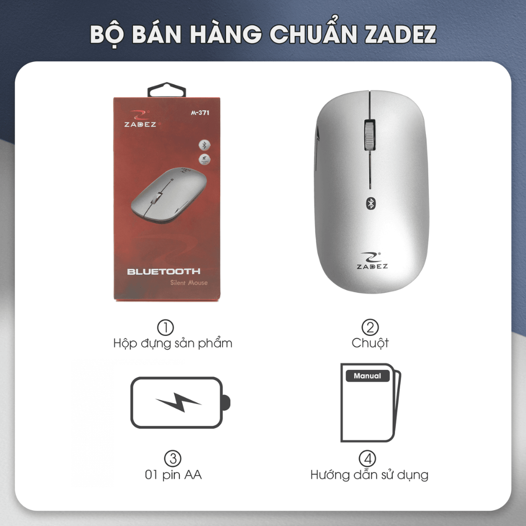 Chuột không dây Bluetooth Zadez M-371 Silent