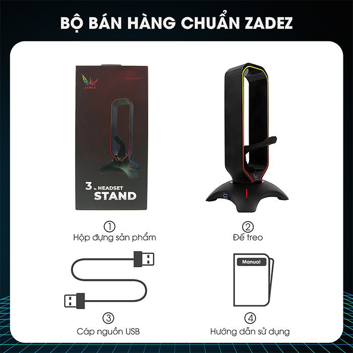 Đế treo tai nghe Zadez ZHS-701G (Đen / Hồng)